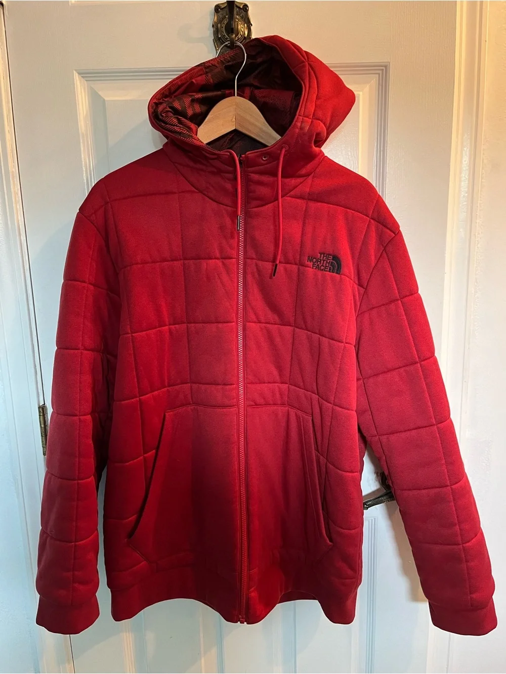 The North Face Men's Red Quilted Hooded Puffer Jacket